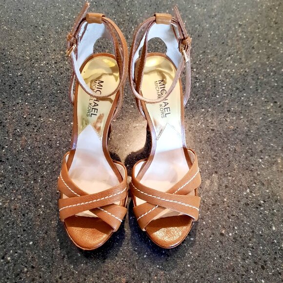 Great Condition Michael Kors Cognac Leather Platform Stilettos, Size 6M - Picture 2 of 9